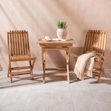 Cafégrupp Venture Home Ghana 70x70 med 2 Ghana Fällbara Trädgårdsstolar Utomhus