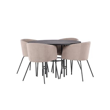 Matgrupp Venture Home Copenhagen Ø 115 cm med 4 Berit Stolar