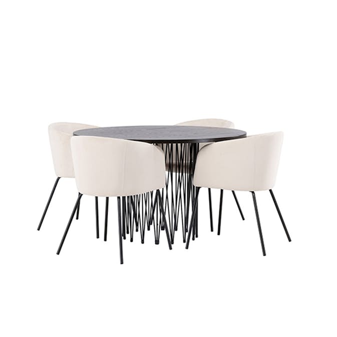 Matgrupp Venture Home Stone Ø120 cm med 4 Berit Stolar
