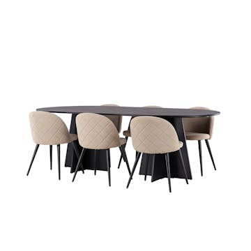 Matgrupp Venture Home Bootcut Oval med 6 Velvet Stolar