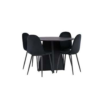 Matgrupp Venture Home Bootcut Ø110 cm med 4 Polar Stolar Sammet