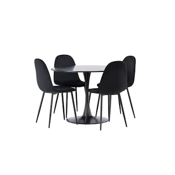 Matgrupp Venture Home Glade Ø 100 cm med 4 Polar Stolar Sammet