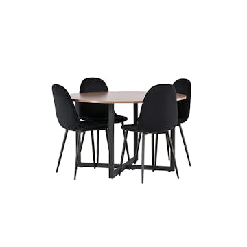 Matgrupp Venture Home Durango Ø 120 cm med 4 Polar Stolar Sammet