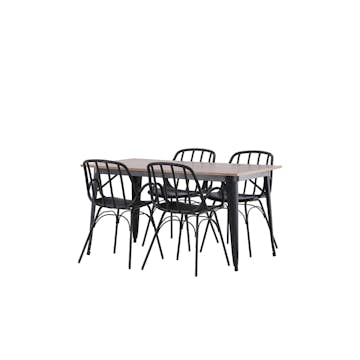 Matgrupp Venture Home Tempe 140 cm med 4 Dyrön Stolar