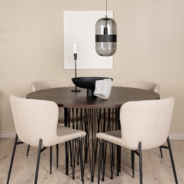 Matgrupp Venture Home Stone Rund med 4 Modesto Stolar