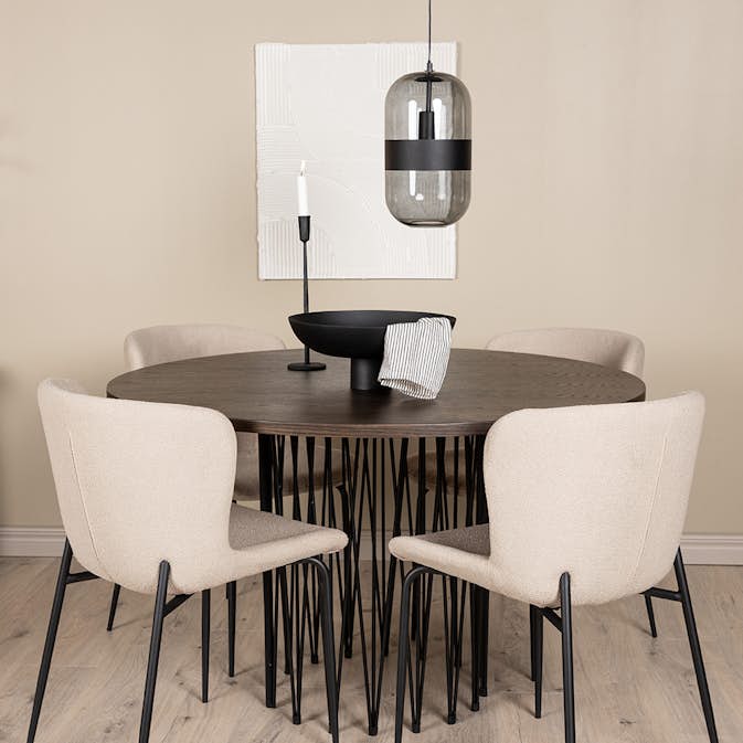 Matgrupp Venture Home Stone Rund med 4 Modesto Stolar