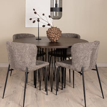Matgrupp Venture Home Stone Rund med 4 Modesto Stolar