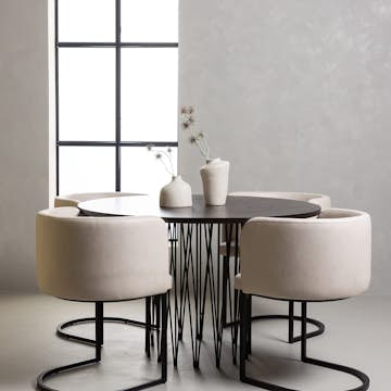 Matgrupp furniture/fashion Stone Ø120 cm med 4 Simrishamn Stolar