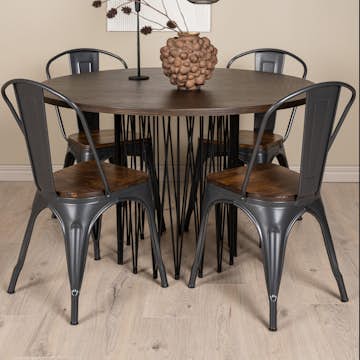 Matgrupp Venture Home Stone Rund med 4 Tempe Stolar