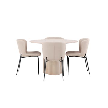 Matgrupp Venture Home Olivia med 4 Modesto Stolar Natur