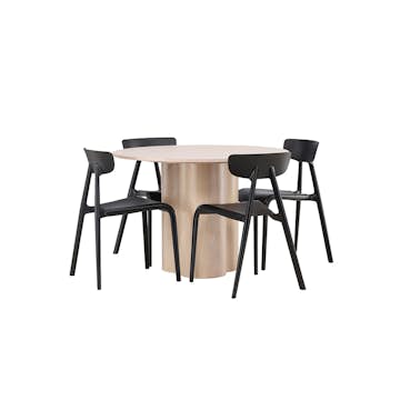 Matgrupp Venture Home Olivia Ø 110 cm med 4 Ursholmen Stolar