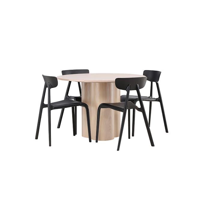 Matgrupp Venture Home Olivia Ø 110 cm med 4 Ursholmen Stolar