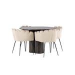 Matgrupp Venture Home Olivia Ø 110 cm med 4 Limhamn Stolar Sammet
