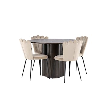 Matgrupp Venture Home Olivia Ø 110 cm med 4 Limhamn Stolar