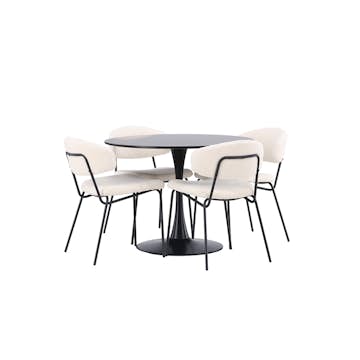 Matgrupp Venture Home Glade Ø 100 cm med 4 Chico Stolar