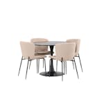 Matgrupp Venture Home Glade Ø 100 cm med 4 Modesto Stolar