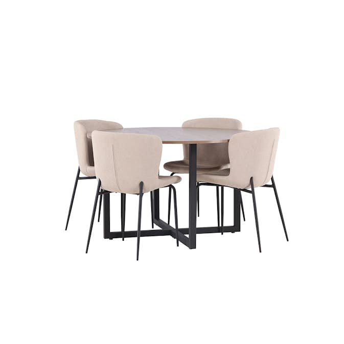 Matgrupp Venture Home Durango Ø 120 cm med 4 Modesto Stolar