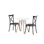 Matgrupp Venture Home Danburi Ø 60 cm med 2 Crosett Stolar