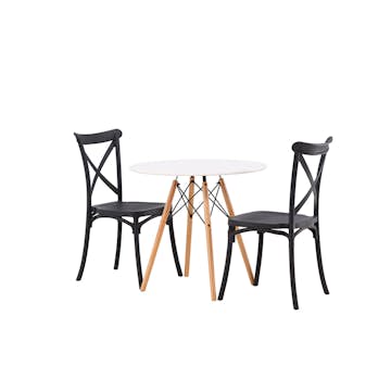 Matgrupp Venture Home Danburi Ø 60 cm med 2 Crosett Stolar