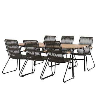 Matgrupp Utomhus Venture Home Holmbeck Bord med 6 Bois Trädgårdsstolar