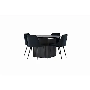 Matgrupp Venture Home Matilda med 4 Night Sammet Stolar