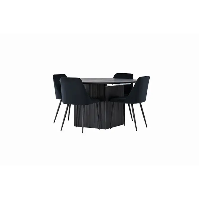 Matgrupp Venture Home Matilda med 4 Night Sammet Stolar