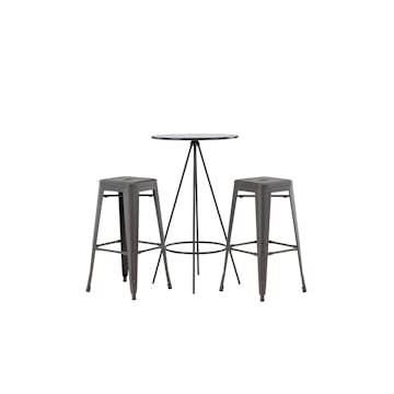 Matgrupp Venture Home Bistro Ø60 cm med 2 st Tempe stolar