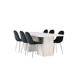 Matgrupp Venture Home Olga med 6 Polar Sammet Stolar