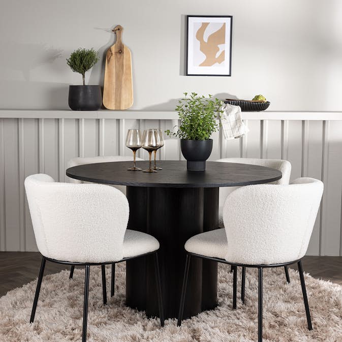 Matgrupp Venture Home Olivia Ø110 cm med 4 st Edina stolar