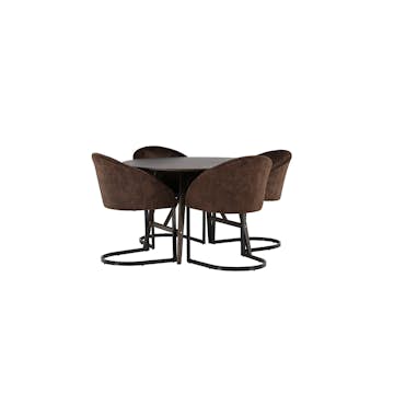 Matgrupp Venture Home Kaseidon Ø100 cm med 4 st Evening stolar