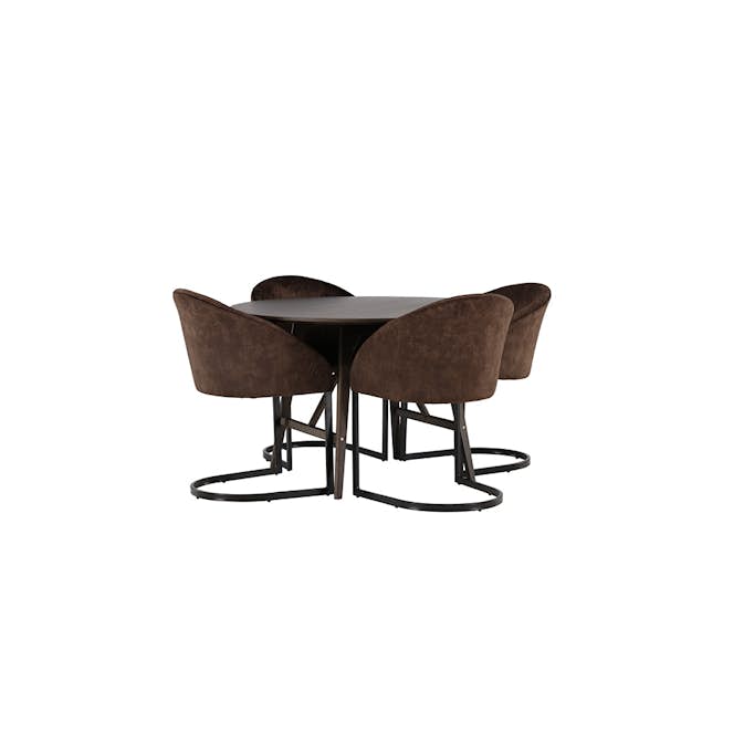 Matgrupp Venture Home Kaseidon Ø100 cm med 4 st Evening stolar