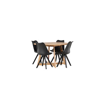 Matgrupp Venture Home Yakidon Ø120 cm med 4 st Zeno stolar