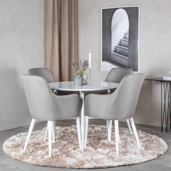 Matgrupp Venture Home Plaza Runt Matbord Ø100 cm & 4 Comfort Stolar