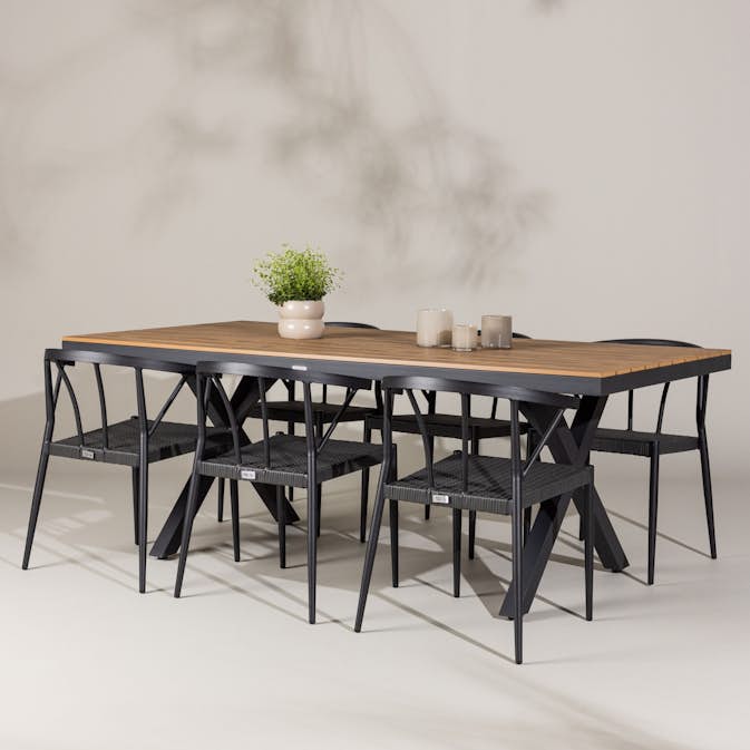 Trädgårdsgrupp Venture Home Garcia med 6 Stina Trädgårdsstolar