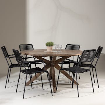 Trädgårdsgrupp Venture Home Rosario med 6 Lindos Karmstolar