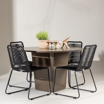 Trädgårdsgrupp Venture Home Santa Fe med 4 Lindos Trädgårdsstolar