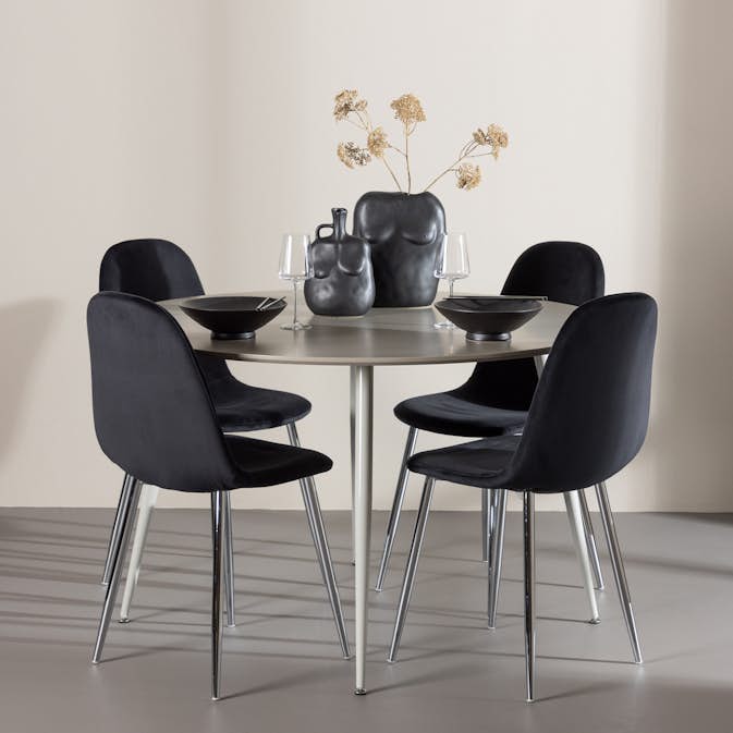 Matgrupp Venture Home Plaza Ø120 med 4 st Polar Stolar Sammet