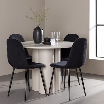 Matgrupp Venture Home Olivia Ø110 med 4 st Polar Stolar Teddy