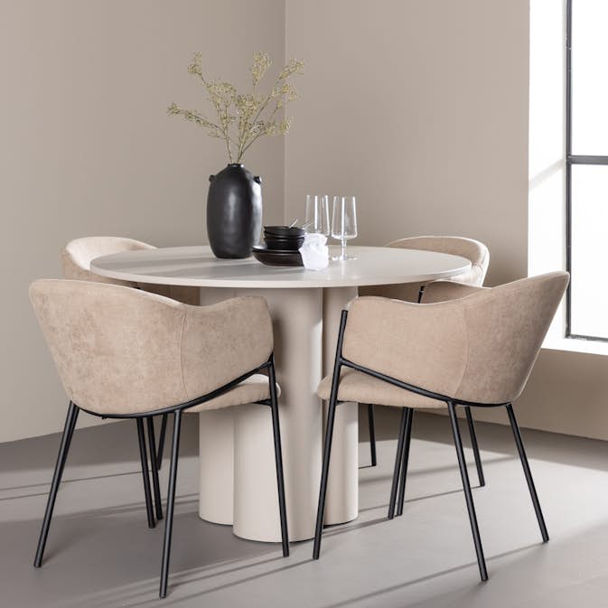 Matgrupp Venture Home Olivia Ø110 med 4 st Evelina Stolar