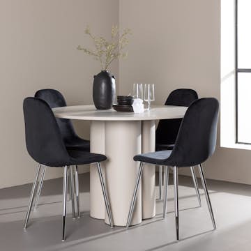 Matgrupp Venture Home Olivia Ø110 med 4 st Polar Stolar Sammet