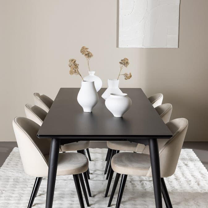 Matgrupp Venture Home Ellis 230 med 6 st Velvet Stolar