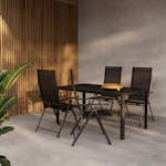 Trädgårdsmatgrupp Venture Home Giardini Rektangulärt Matbord 150x85x72 Svart med 4 st  Levanzo Trädgårdsstolar Svart