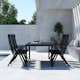 Trädgårdsmatgrupp Venture Home Mirko Matbord Svart  med 6 st Levanzo Trädgårdsstolar Svart