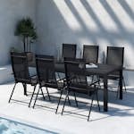 Trädgårdsmatgrupp Venture Home Mirko Matbord Svart  med 6 st Levanzo Trädgårdsstolar Svart