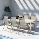 Trädgårdsmatgrupp Venture Home Mirko Matbord Beige med 6 st Levanzo Trädgårdsstolar Beige