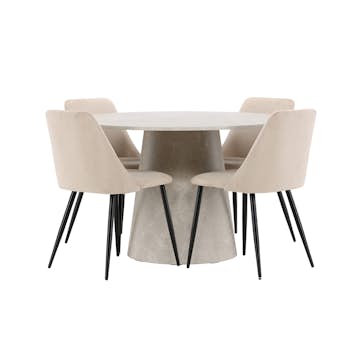 Matgrupp Venture Home Lanzo Ø120 cm med 4st Night Matstolar