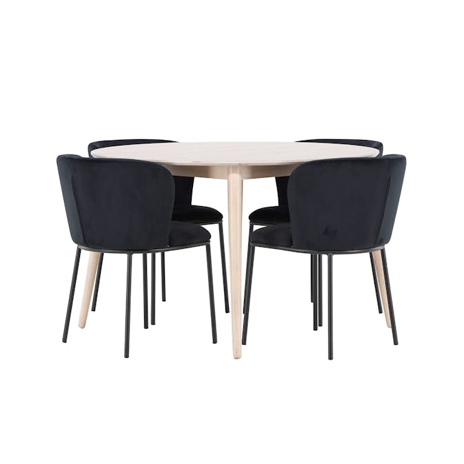 Matgrupp Venture Home Flora Ø120 cm med 4st Edina Matstolar