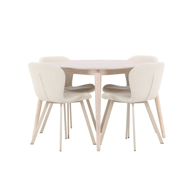 Matgrupp Venture Home Flora Ø120 cm med 4st Lilja Matstolar