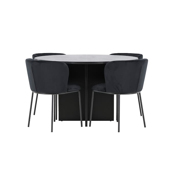 Matgrupp Venture Home Strada Ø120 cm med 4st Edina Matstolar