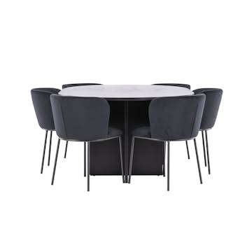 Matgrupp Venture Home Strada Ø120 cm med 6st Edina Matstolar